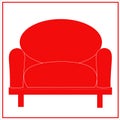 Red chair from the set of beautiful fashionable red and white velvet armchairs and sofa. Seat silhouettes. Vector isolated image o Royalty Free Stock Photo